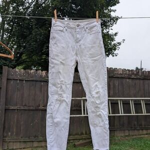 Bullhead Denim Co. White‎ High Rise Crop Distressed Jeans Size 25